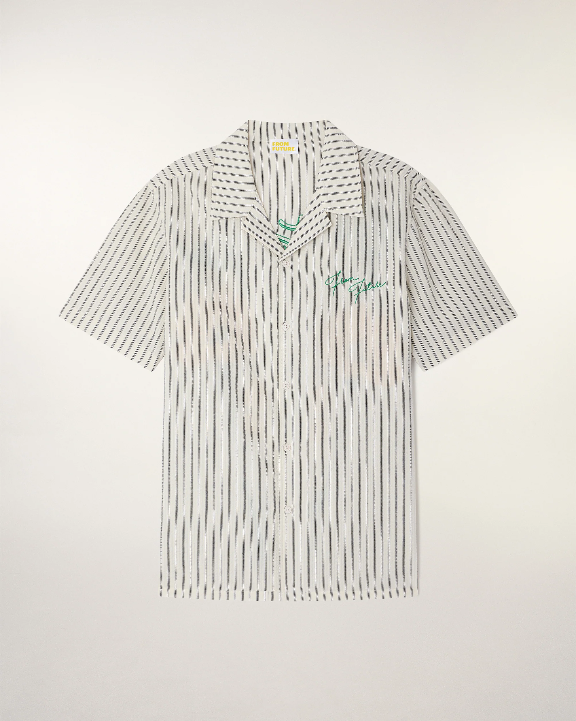 Chemise Manches Courtes à Broderies (S26/ HOMME/ Multi Rayures Ecru) - Image 5