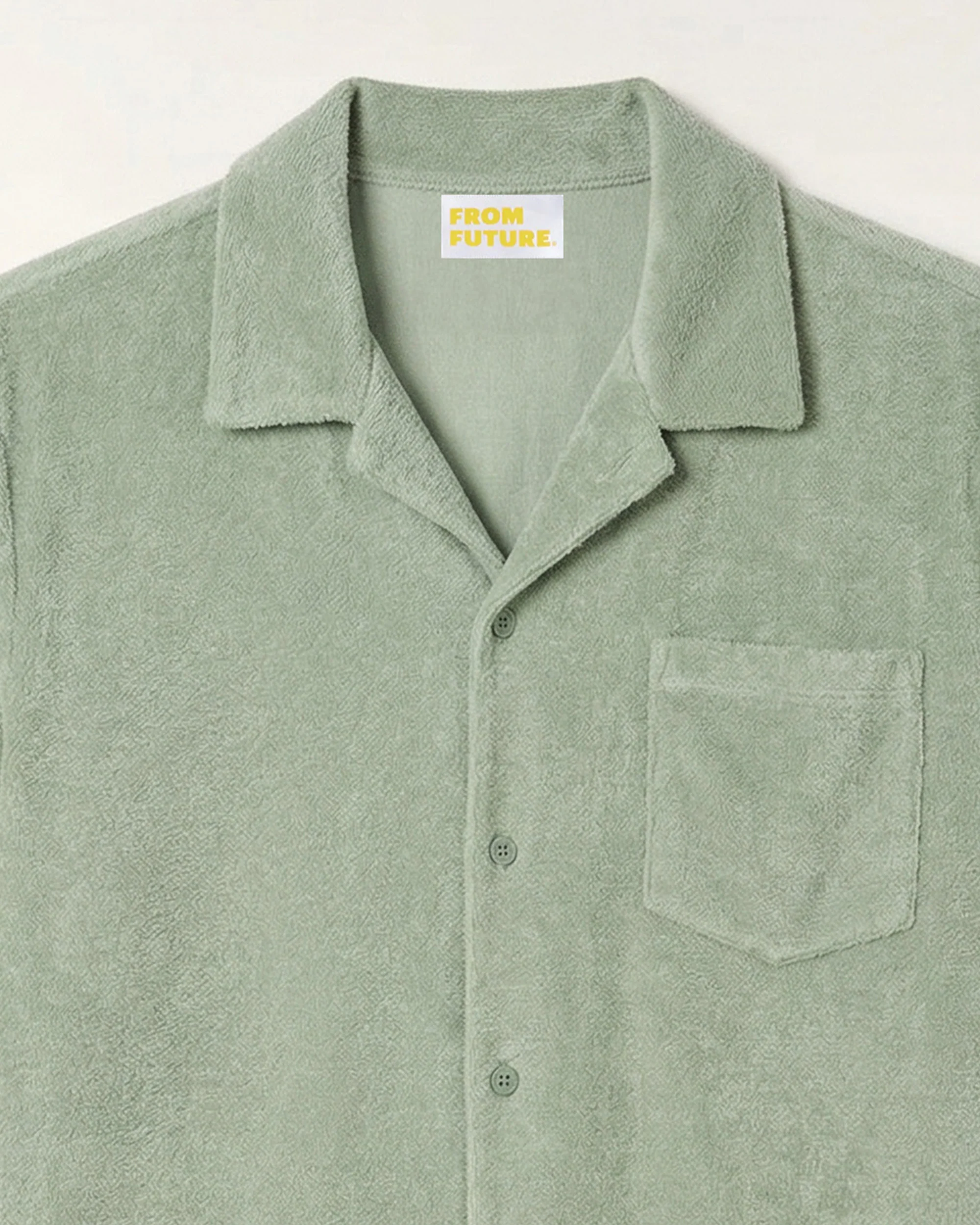 Chemise Manches Courtes en Éponge (S26 / HOMME / Sage Green) - Image 7