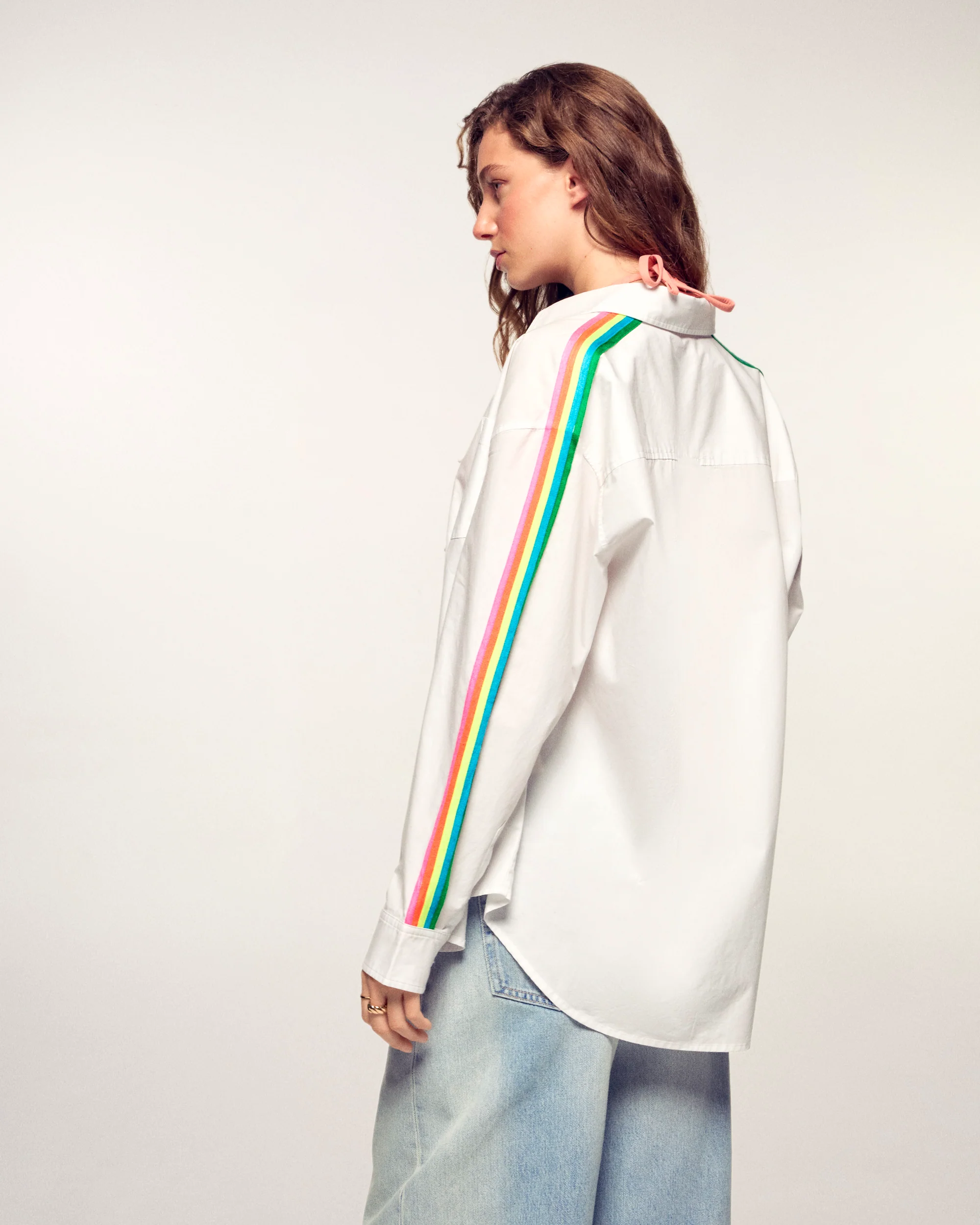Chemise Manches Longues à Bandes (S26/ FEMME/ Blanc) - Image 3