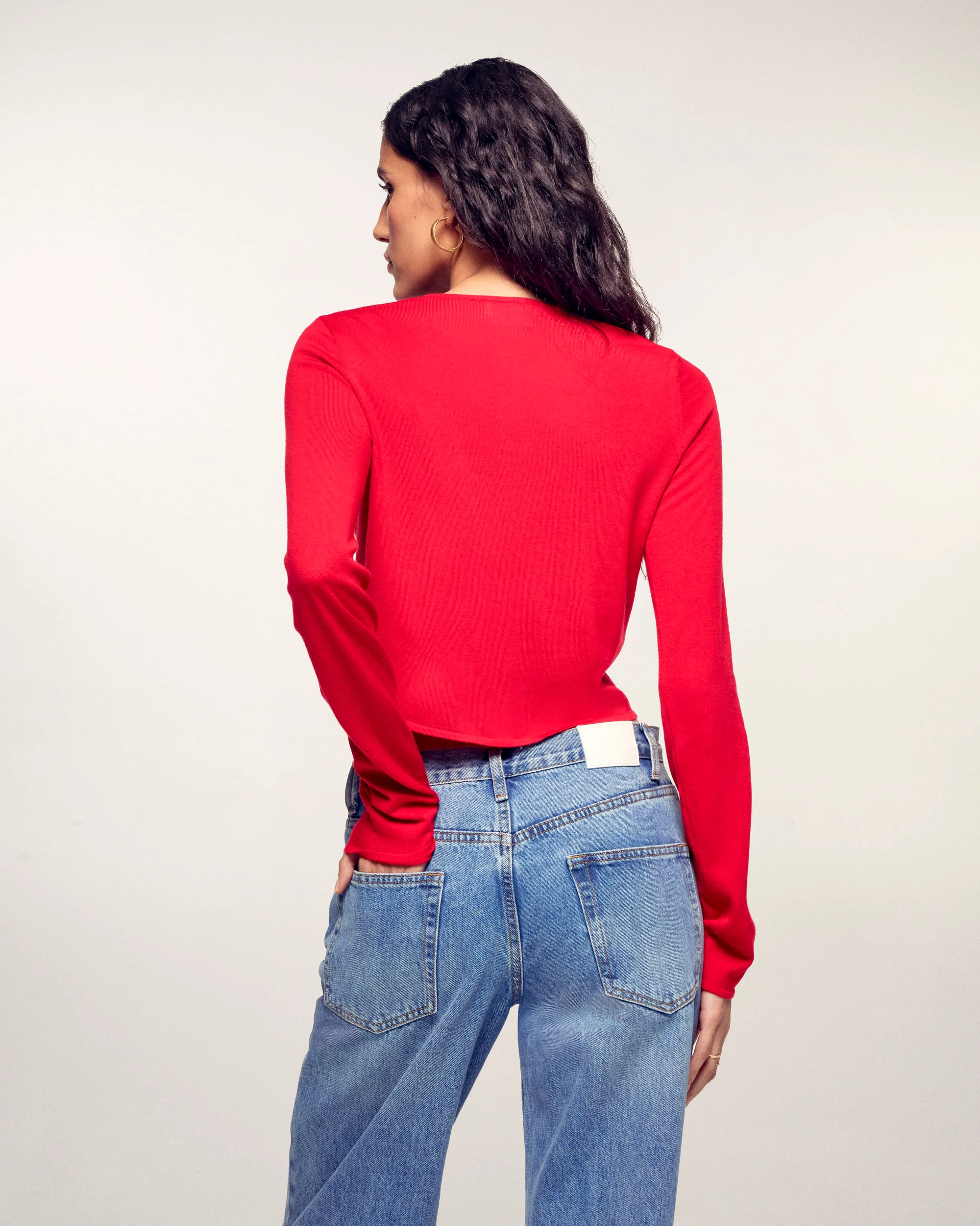 Pull Cardigan Boutons Cœur (S26/ FEMME/ Hot Red / RWS) - Image 5