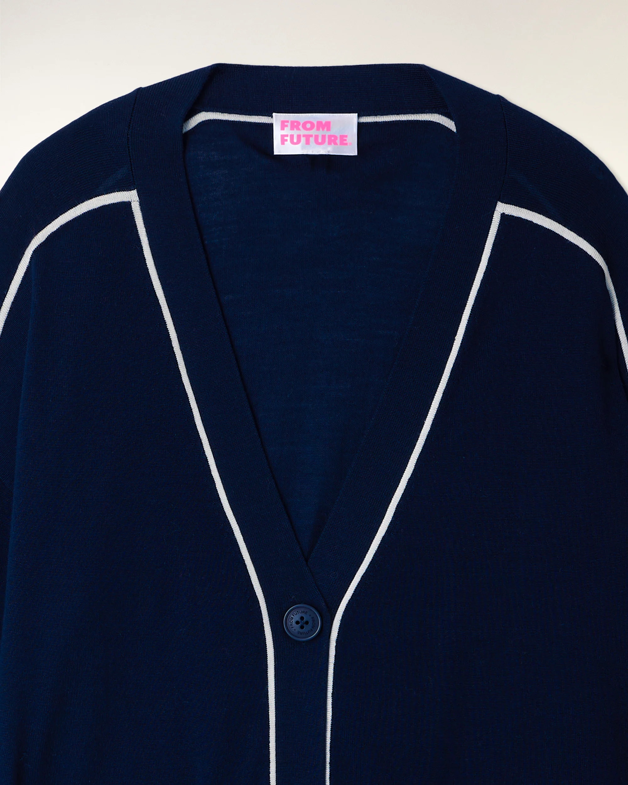 Pull Cardigan à Liserés Contrastés (S26/ FEMME/ Navy / RWS) - Image 7