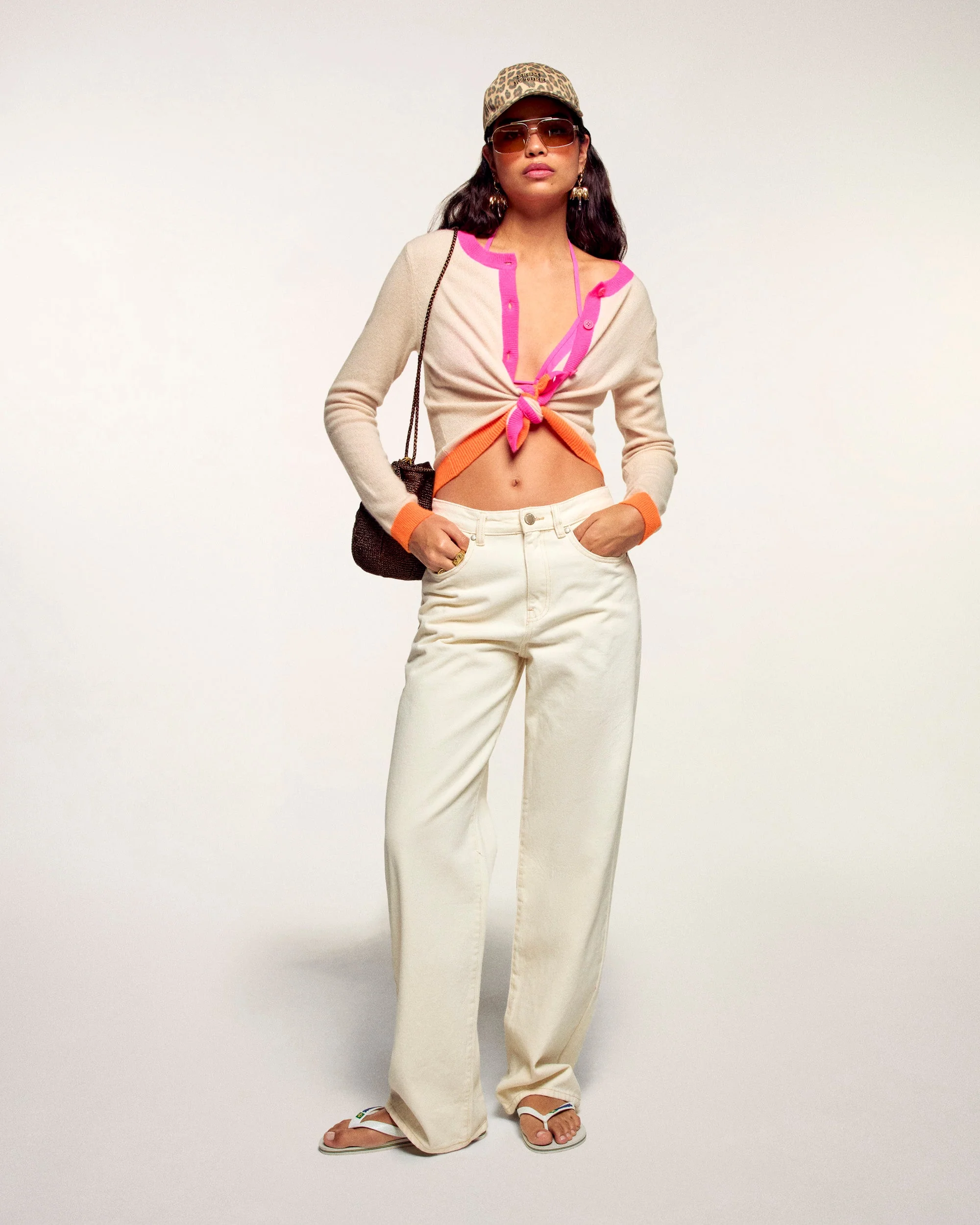 Pull Cardigan Tricolore (S26 / FEMME / Sable) - Image 3