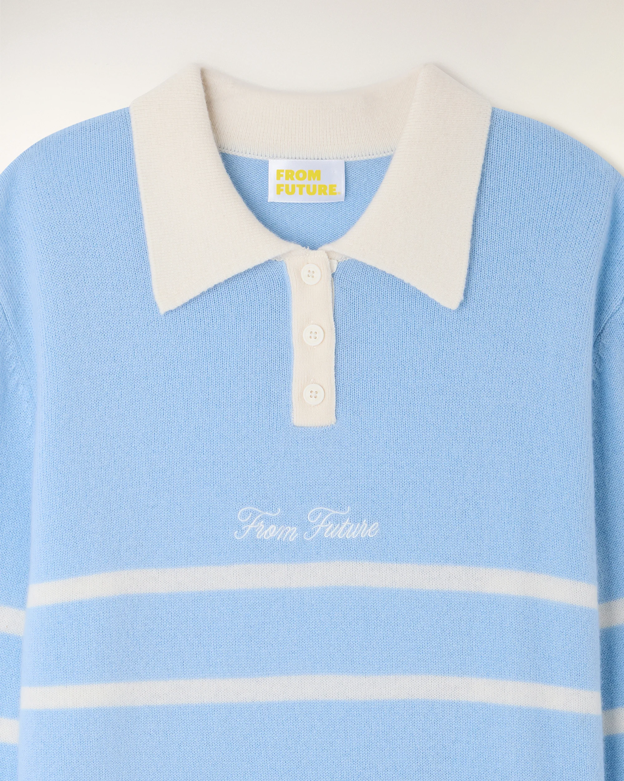 Pull Col Polo à Bandes (S26/ FEMME/ Baby Blue) - Image 6