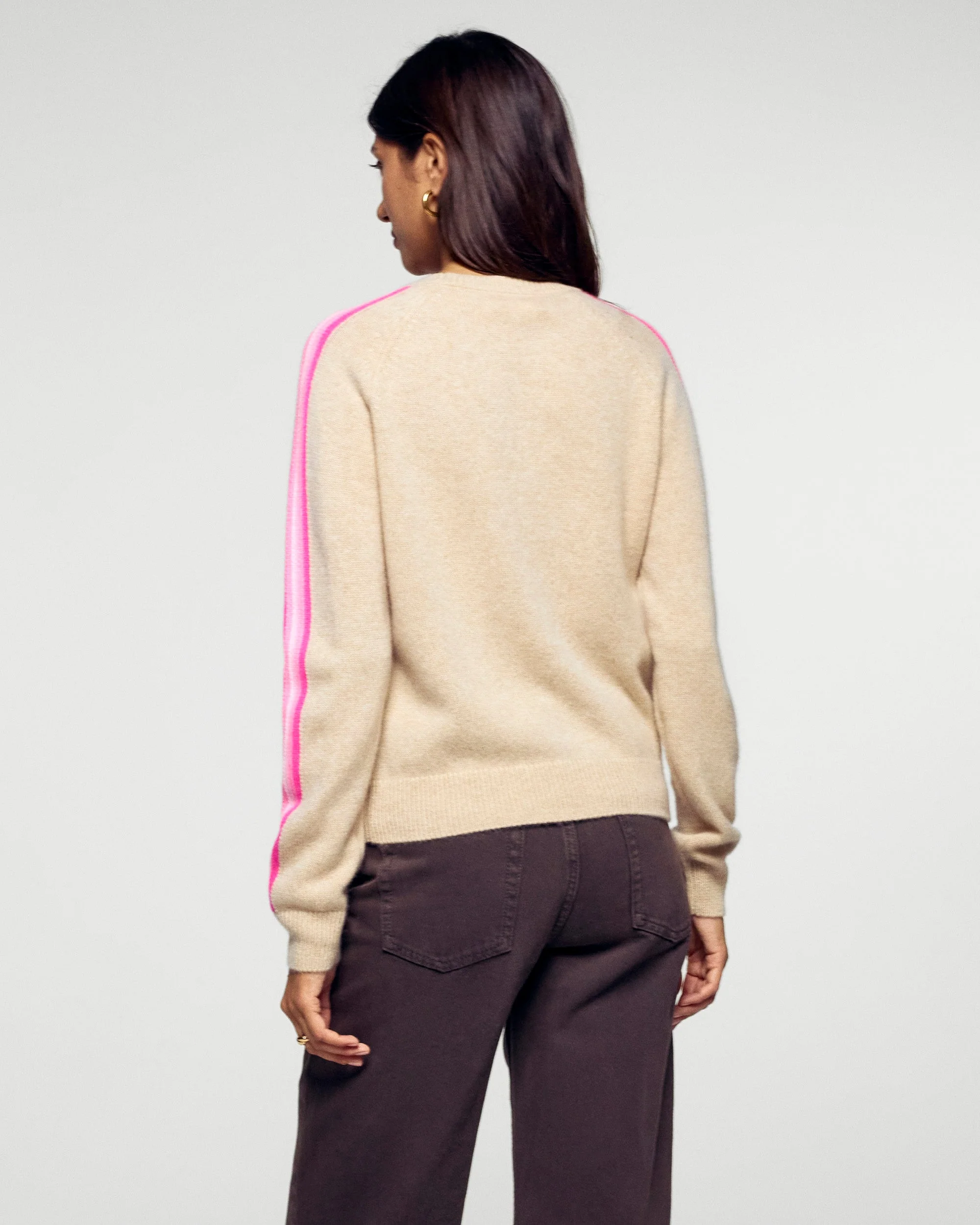 Pull Col Rond à Bandes Contrastées (H25 / FEMME / Beige Chiné) - Image 4