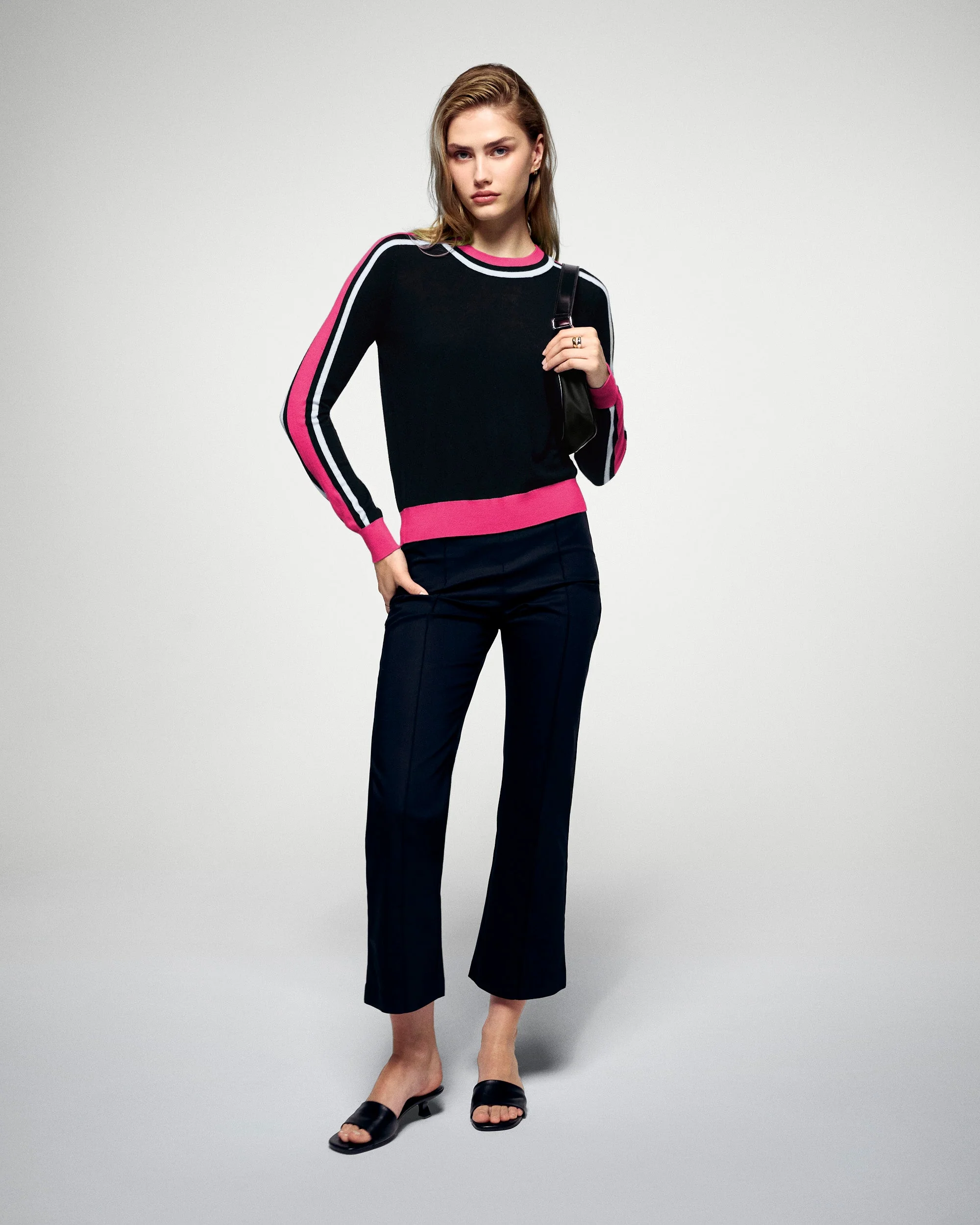 Pull Col Rond Bicolore (H25 / FEMME / Noir / RWS) - Image 3