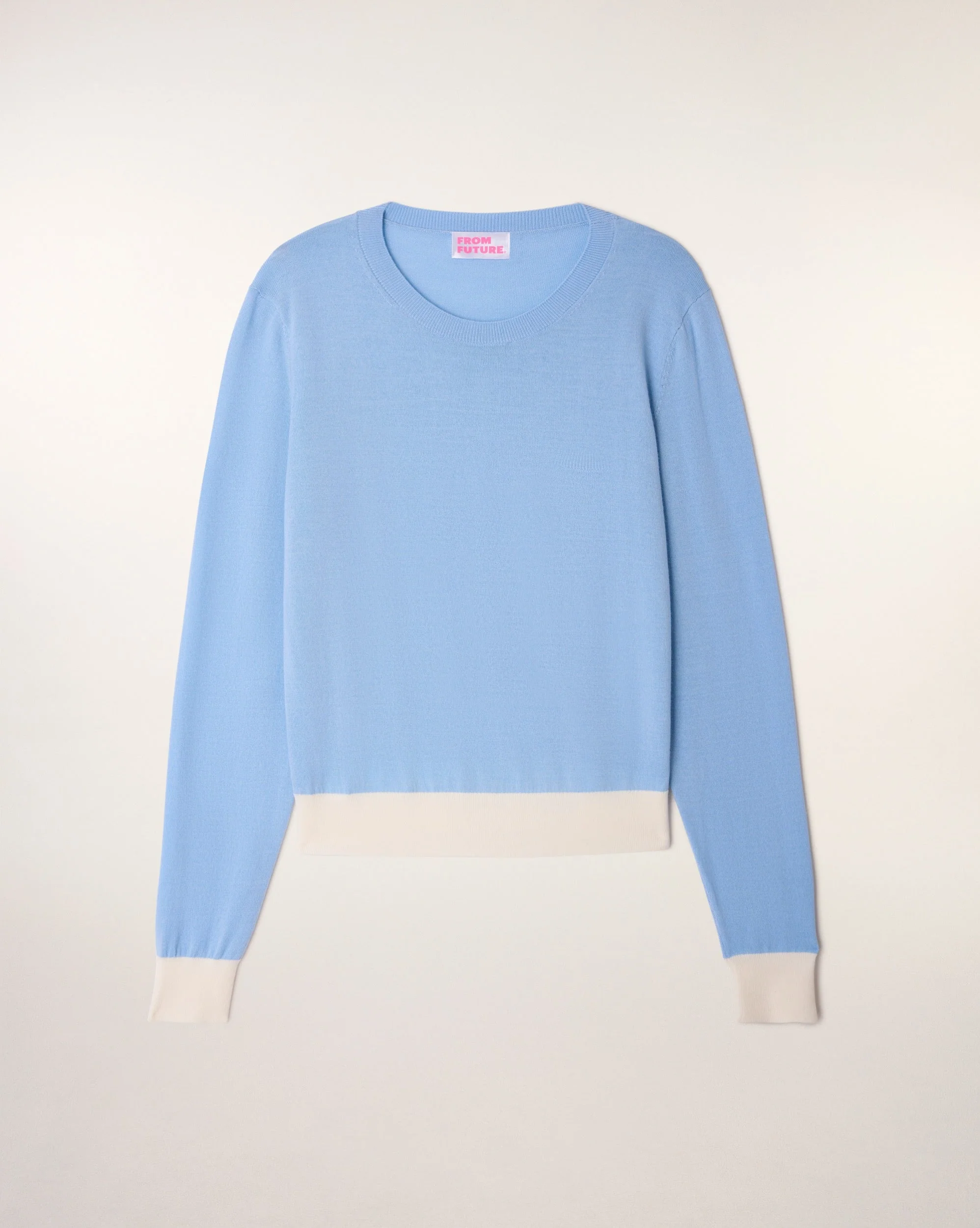 Pull Col Rond Bicolore (S26/ FEMME/ Baby Blue / RWS) - Image 5
