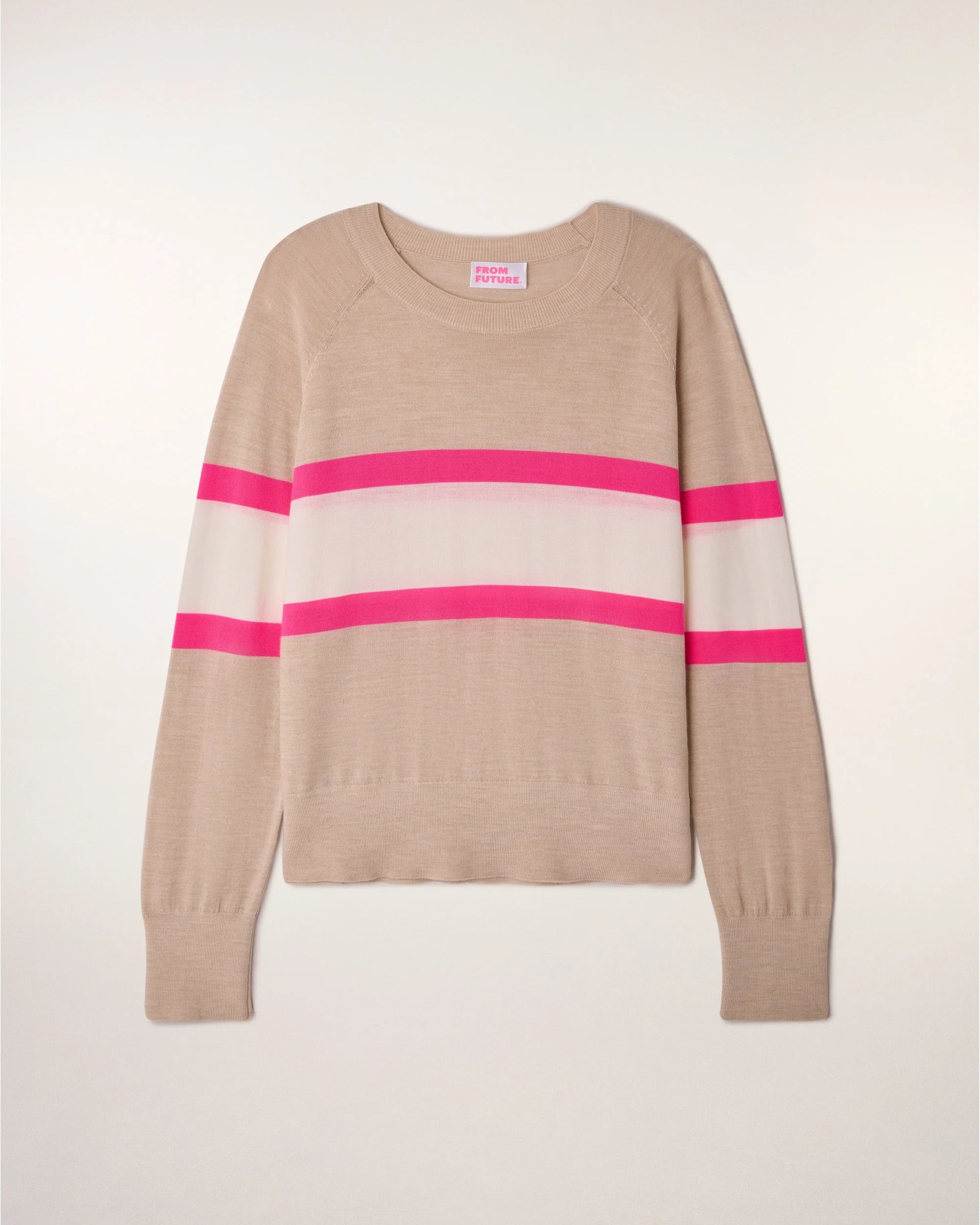 Pull Col Rond Rayures Tricolores (S26/FEMME/ Beige Chiné / RWS) - Image 5