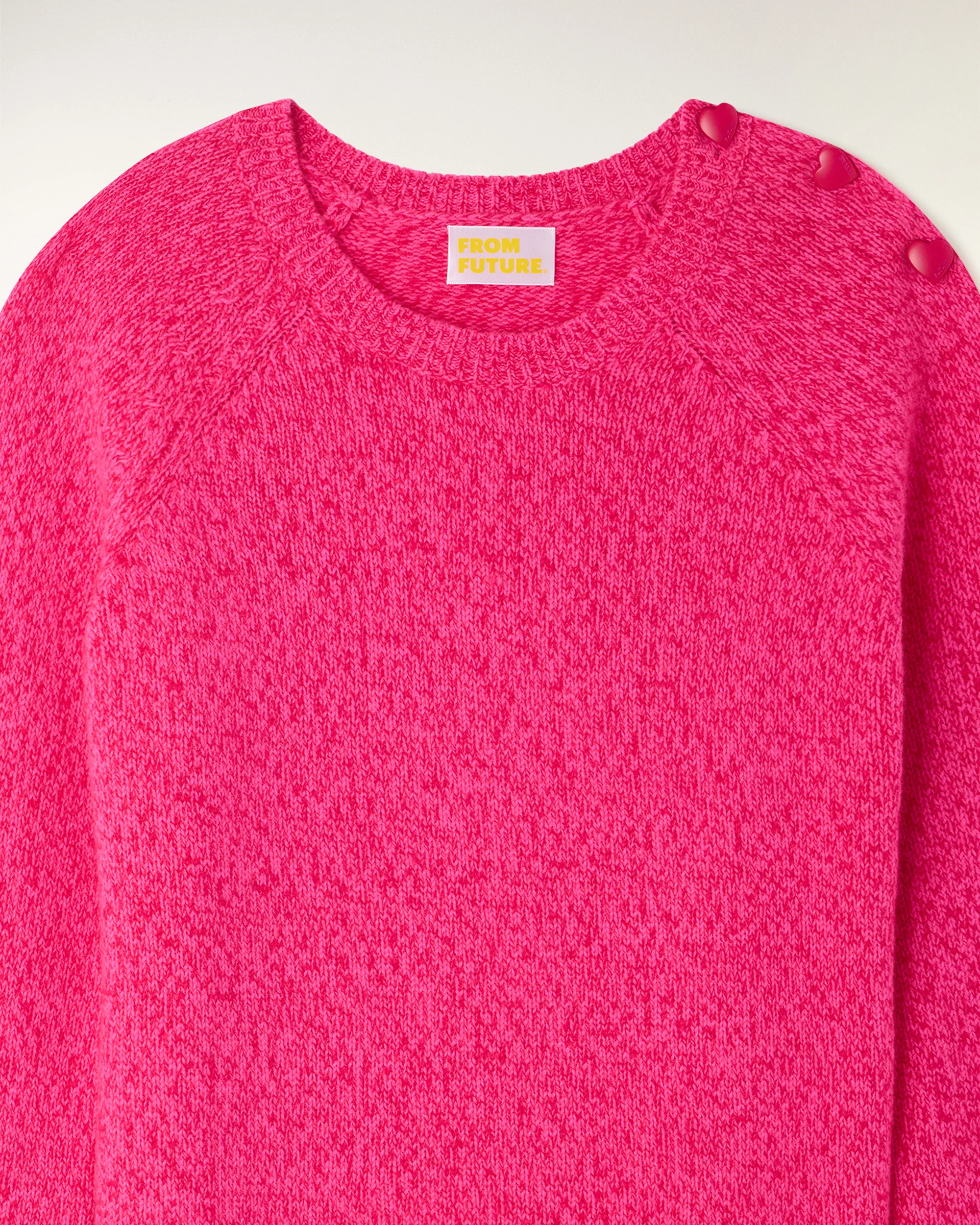 Pull Col Rond Boutons Cœur (S26/ FEMME/ Berry Mouline) - Image 6