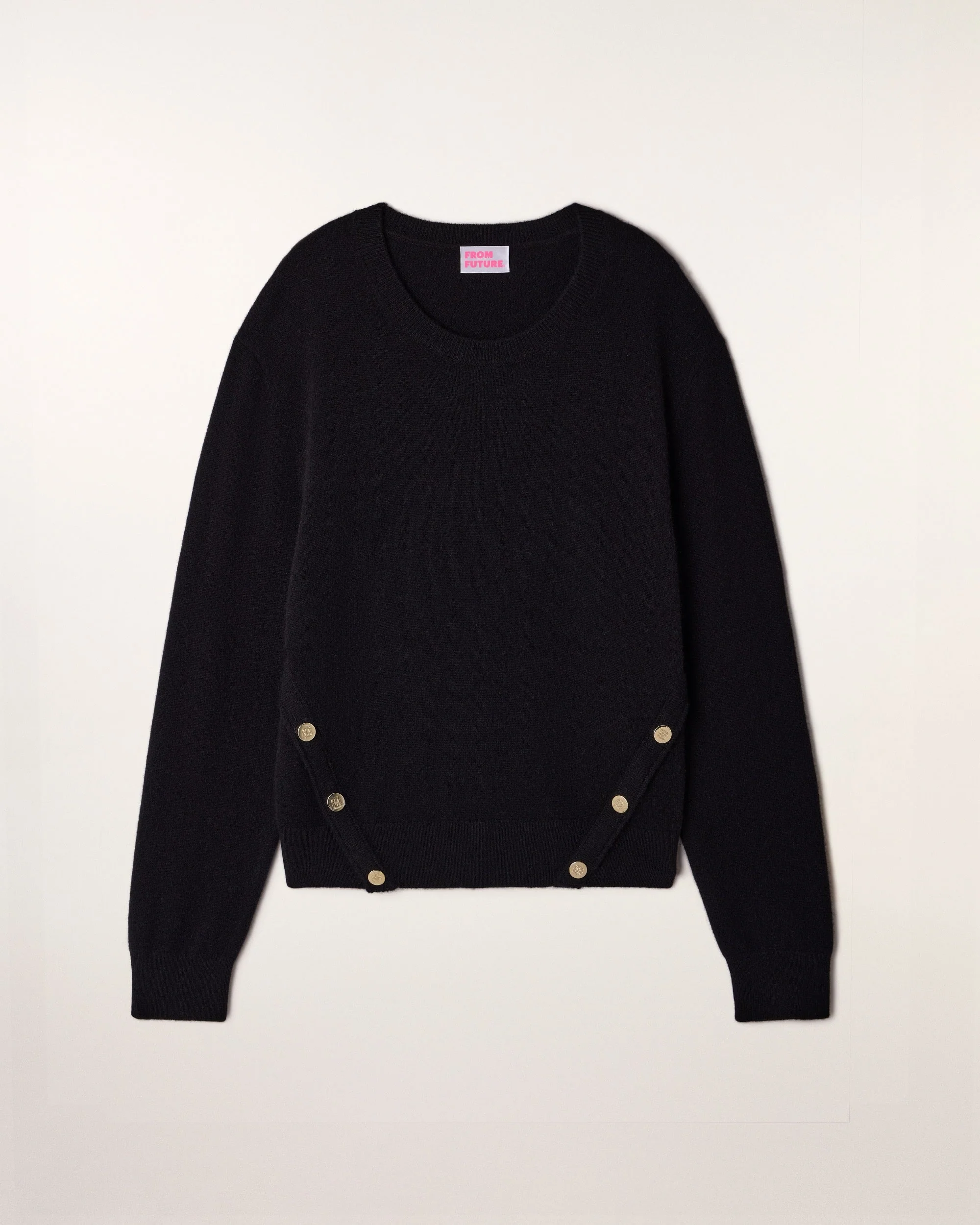 Pull Col Rond Boutons Dorés FF (S26/ FEMME/ Noir) - Image 5