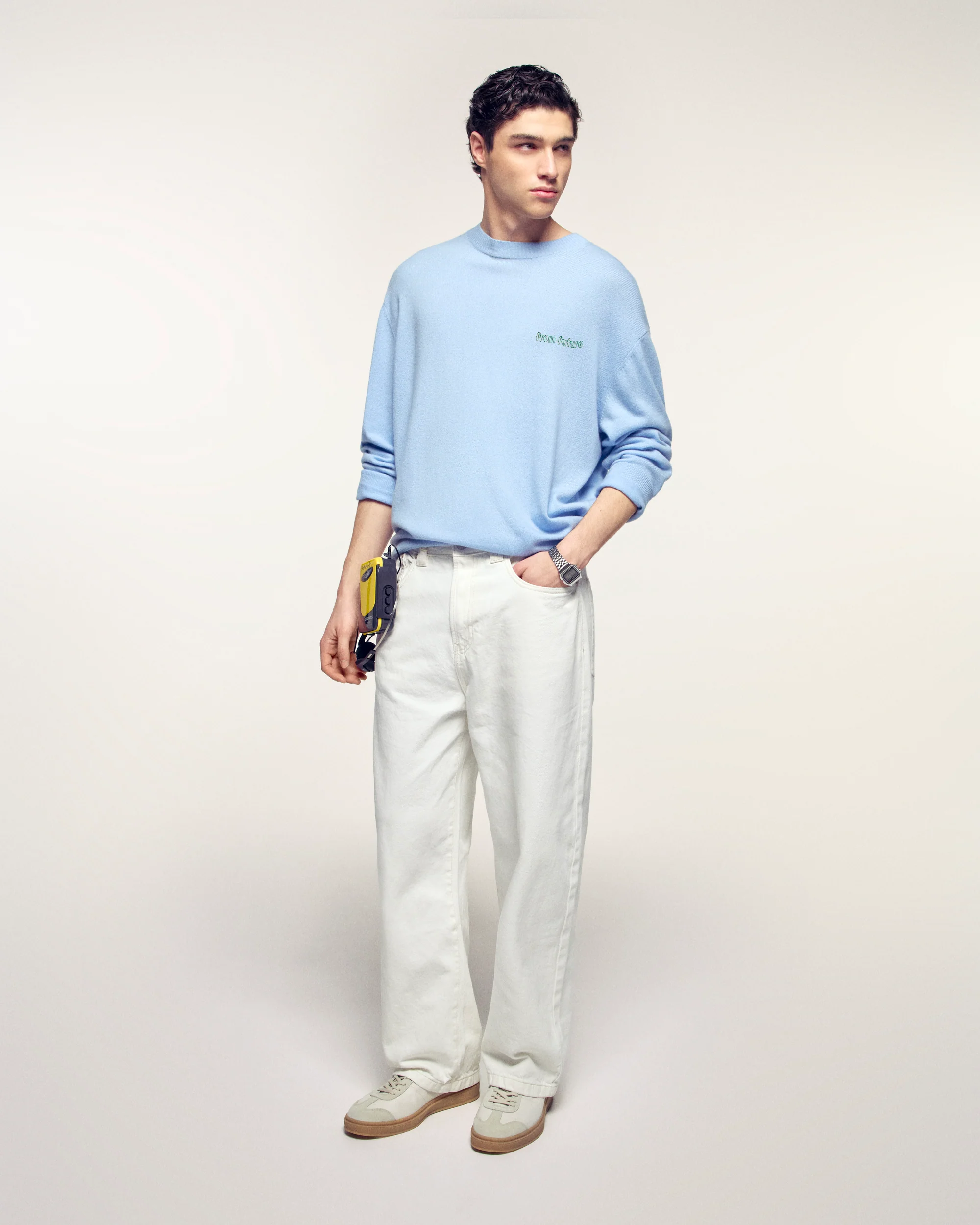 Pull Col Rond Motif Intarsia (S26/ HOMME/ Baby Blue) - Image 4