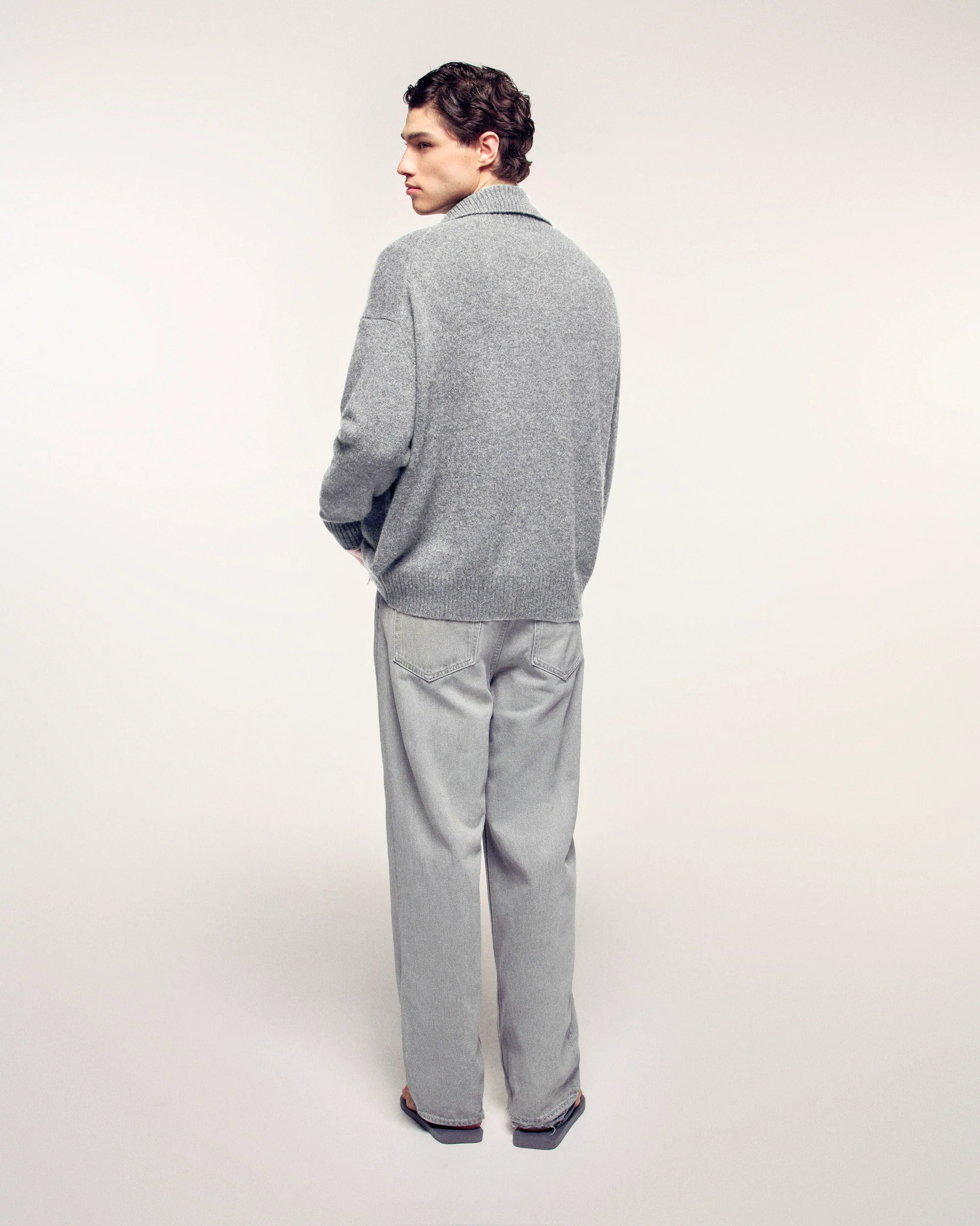 Pull Gilet Col Montant "From Future" (S26/ HOMME/ Gris Chiné Foncé) - Image 4