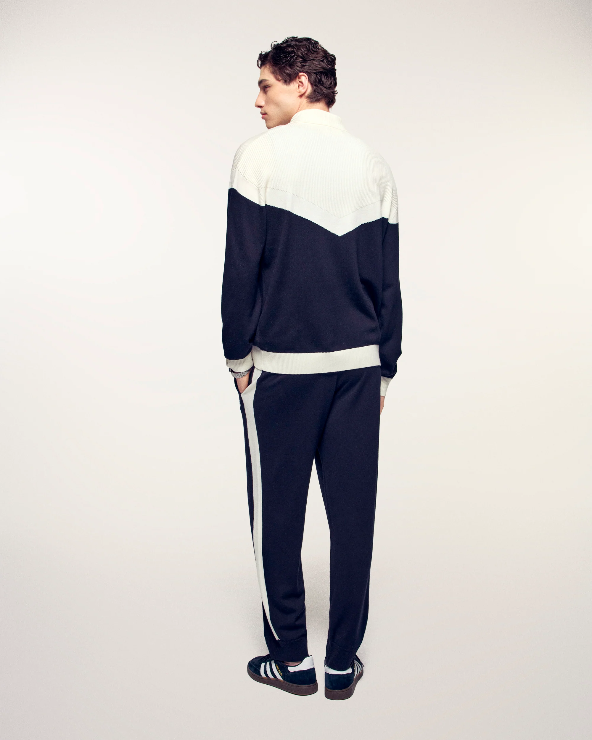 Pull Gilet Bicolore Broderie "FF" (S26/ HOMME/ Noir / RWS) - Image 4
