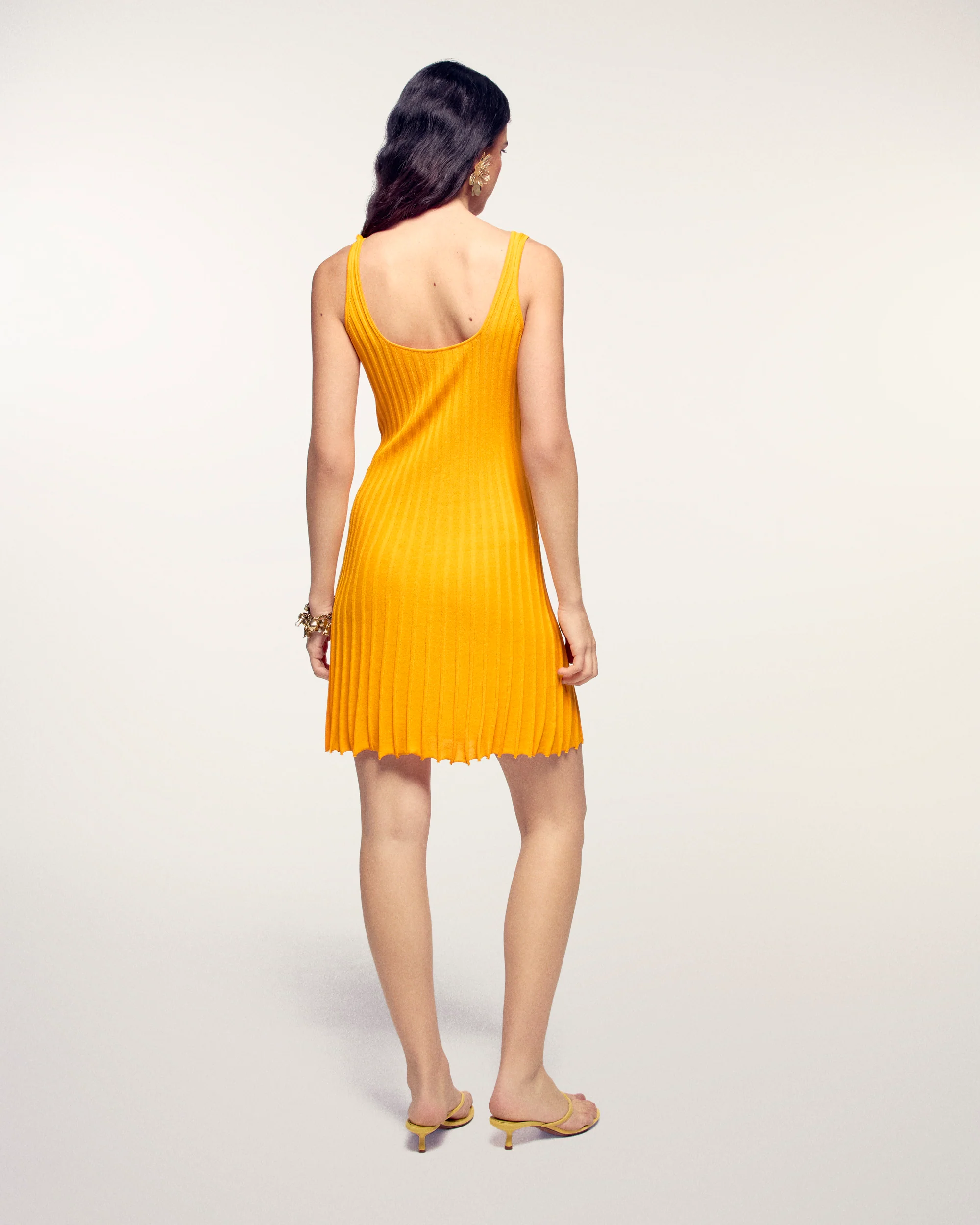 Robe Courte Bretelles Plaque Metallique "FF" (S26/ FEMME/ Tangerine) - Image 4