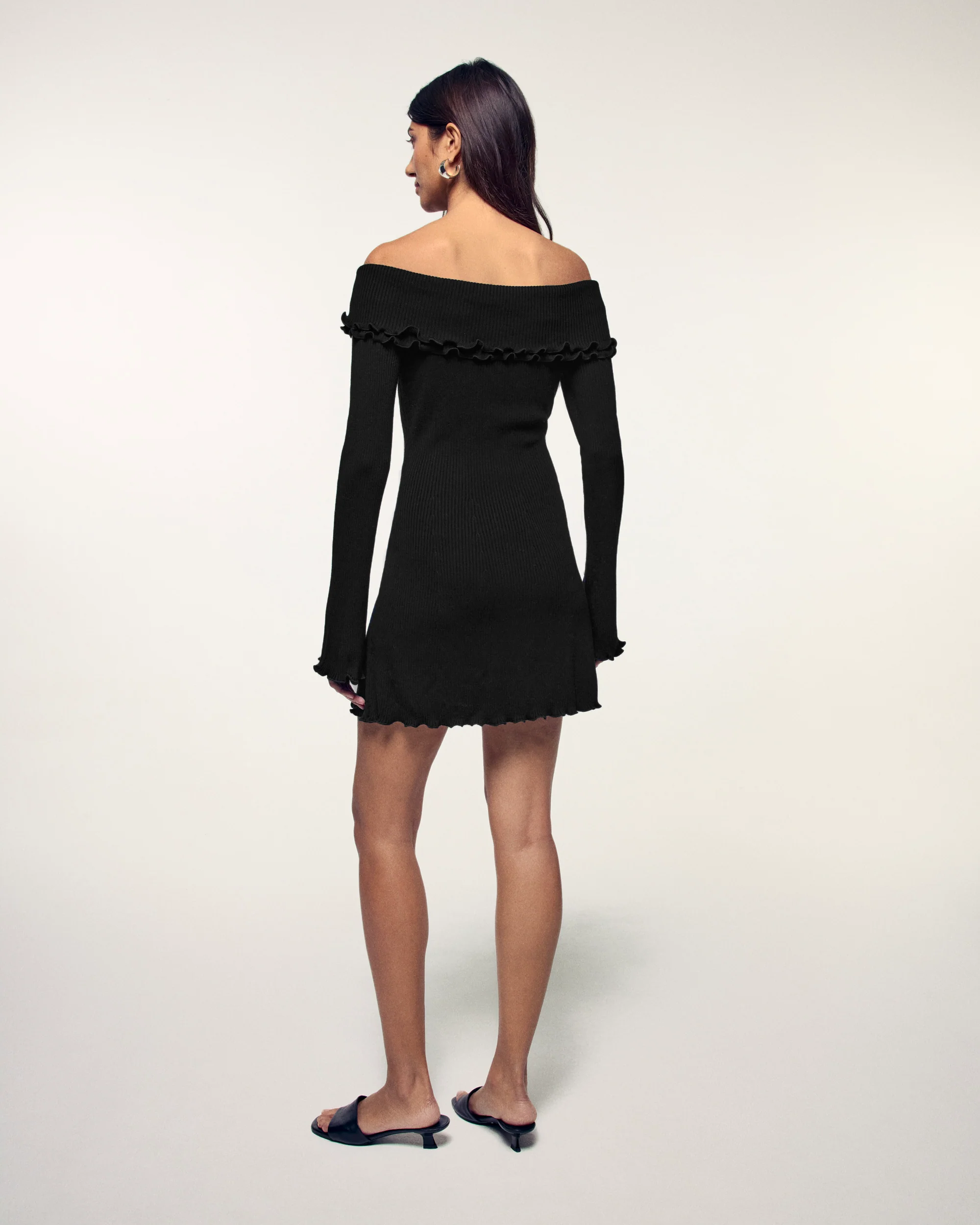 Robe Courte Manches Longues Col Bardot (S26/ FEMME/ Noir / RWS) - Image 3