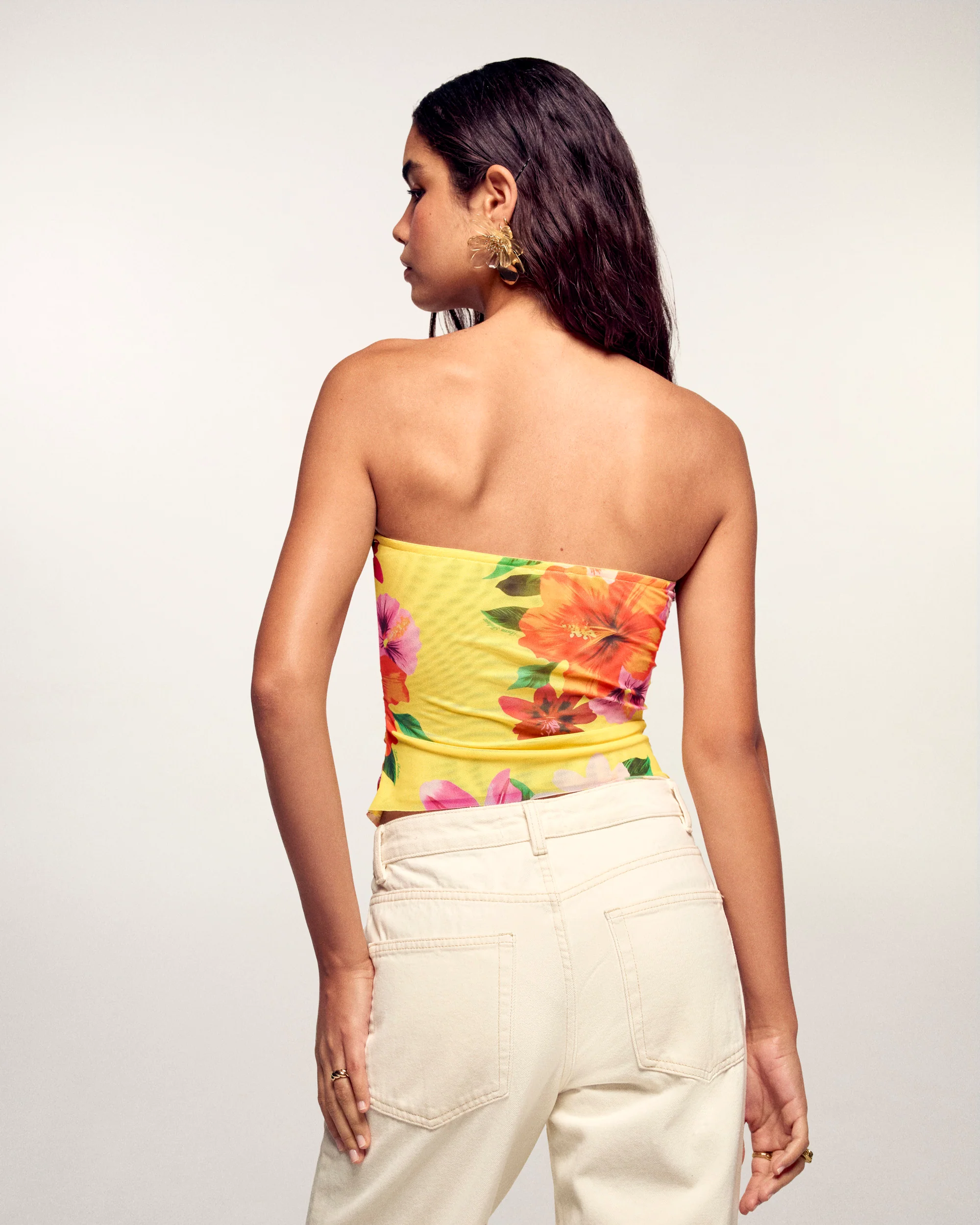 Top Bustier Imprimé Fleurs (S26 / FEMME / YELLOW FLOWER ISLAND) - Image 3